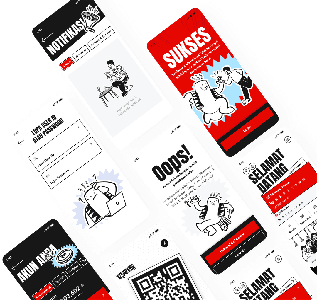 VELLO app screen explorations